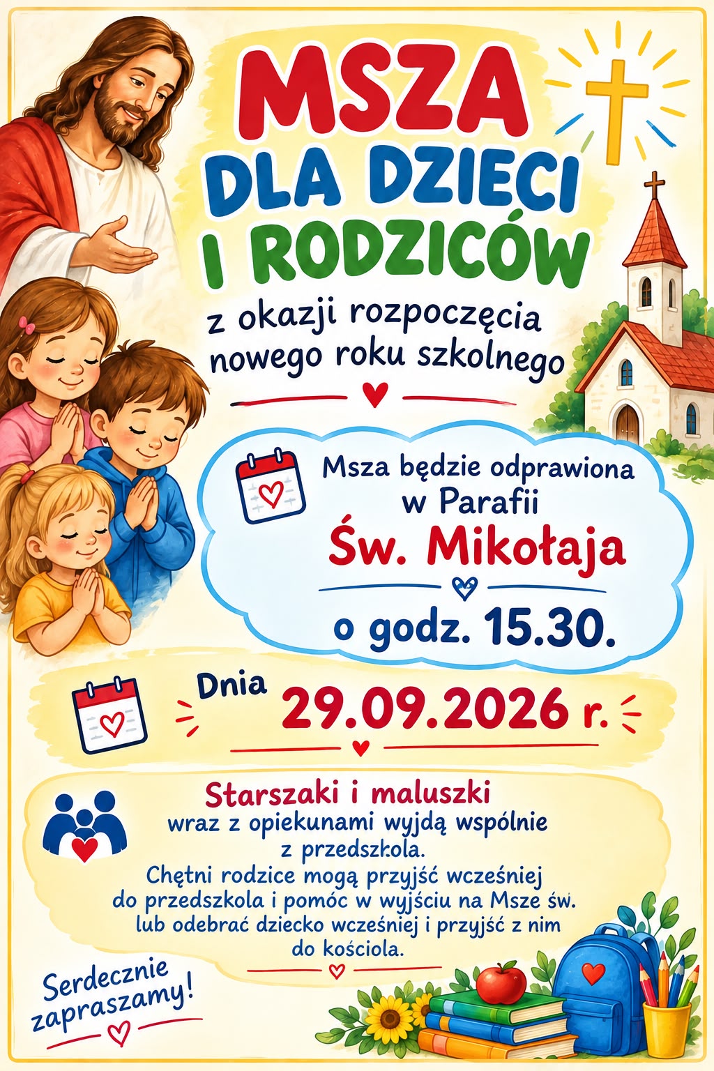 Msza Święta na rozpoczęcie roku szk. 2026/27 Msza Święta na rozpoczęcie roku szk. 2026/27